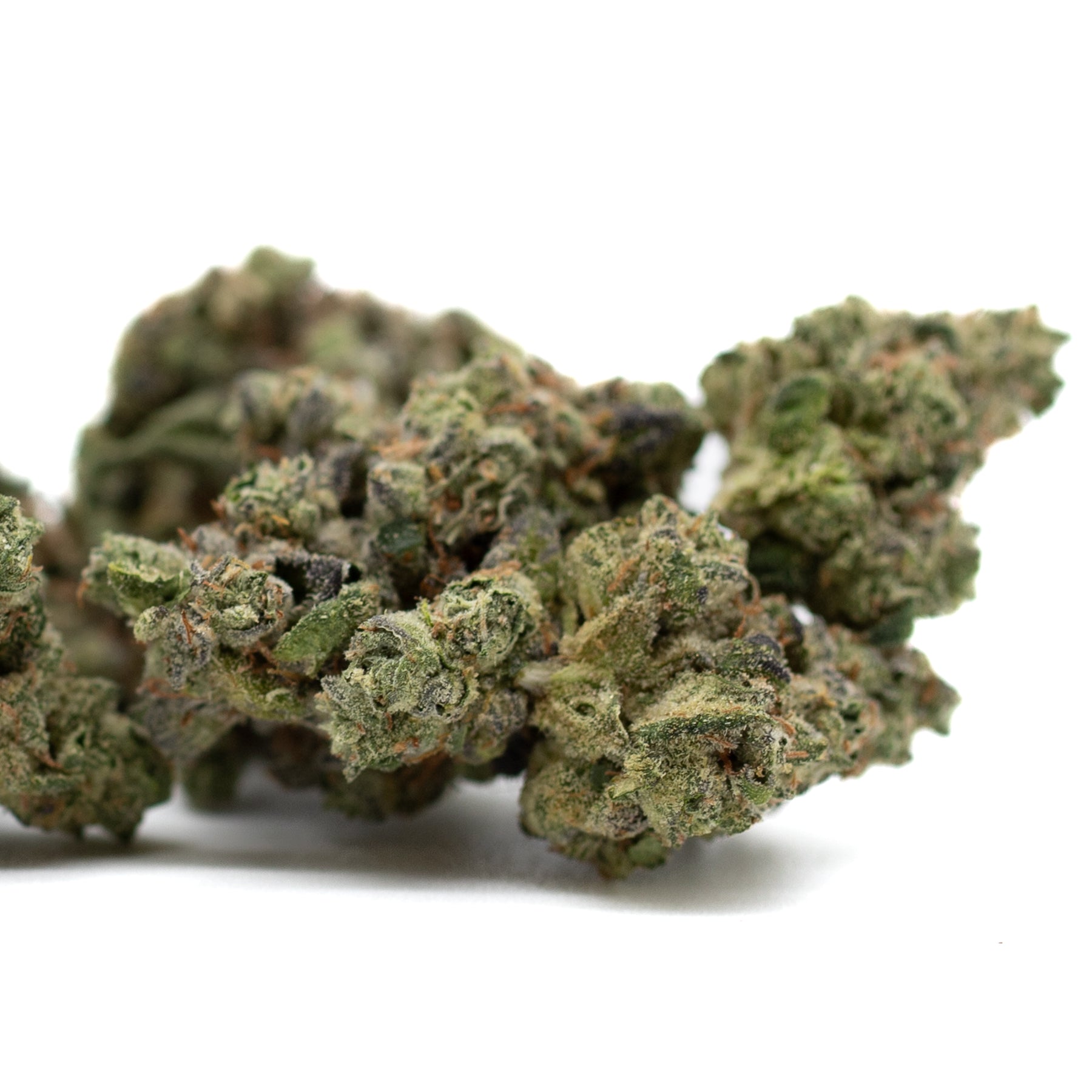 Indoor tetrahydrocannabinol cannabis buds with orange hairs and white trichomes for Teflon Indoor THCa Flower