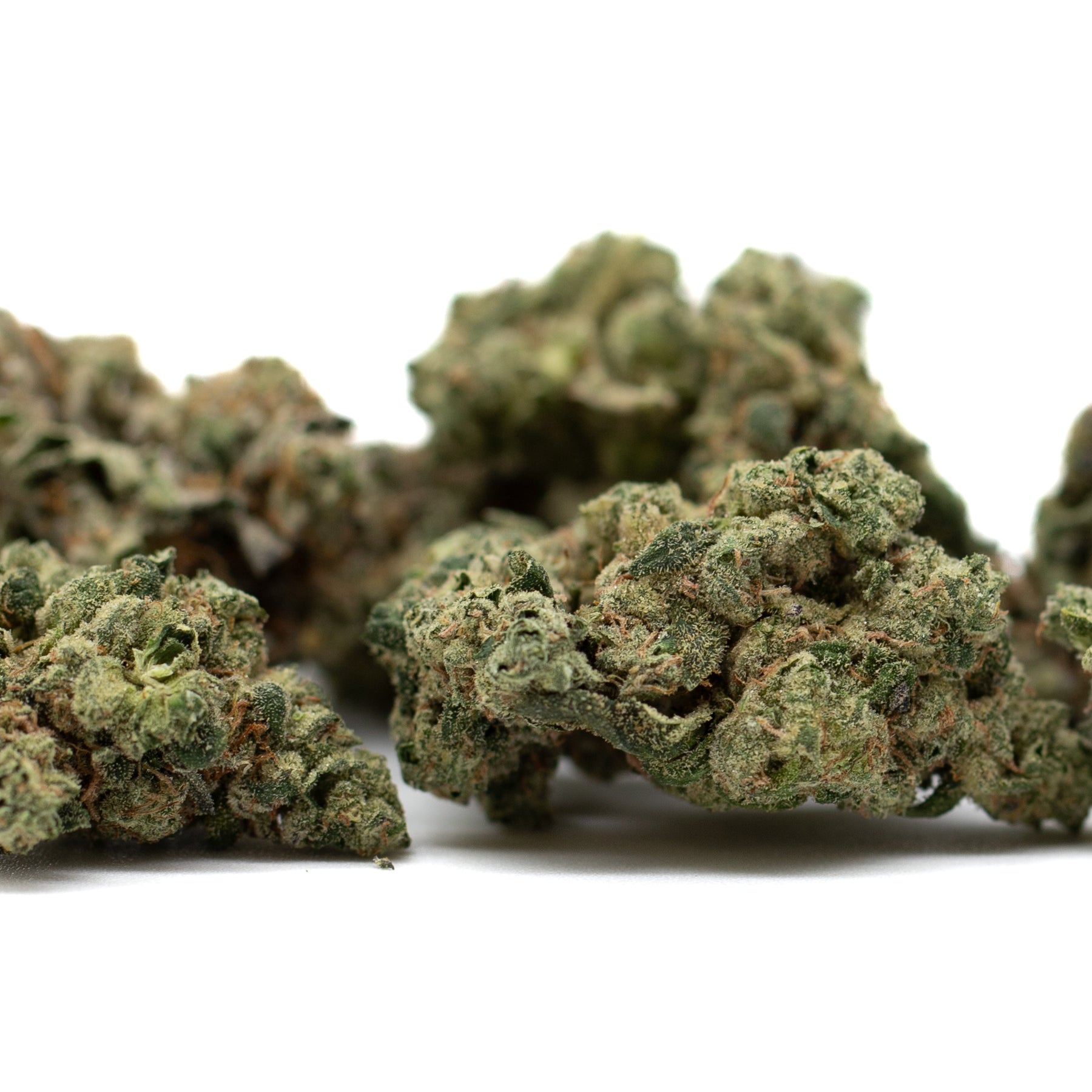 Green cannabis buds of Teflon Indoor THCa Flower with Oregon Trainwreck strain