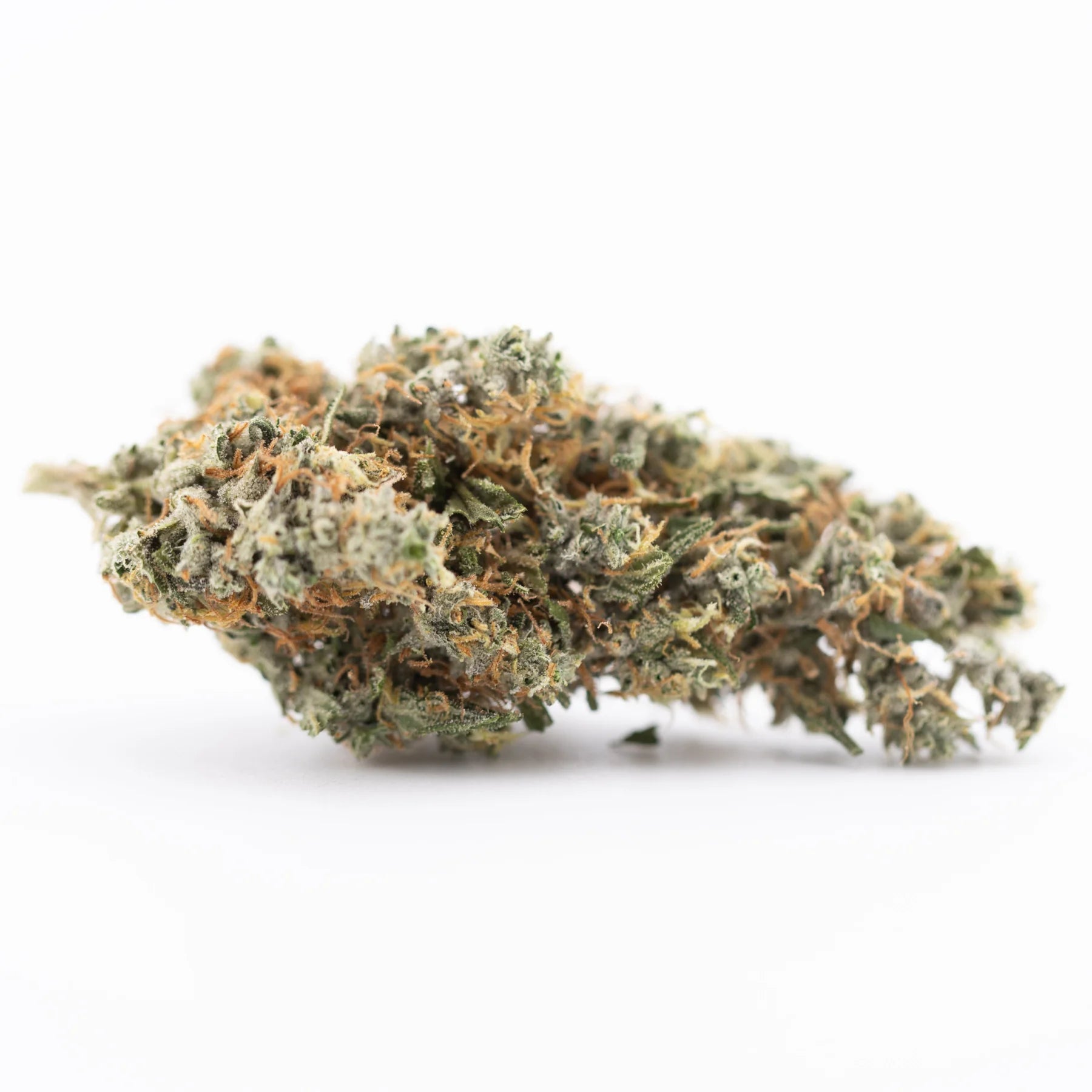 Premium Thai OG THCa flower bud with green orange hues and trichomes