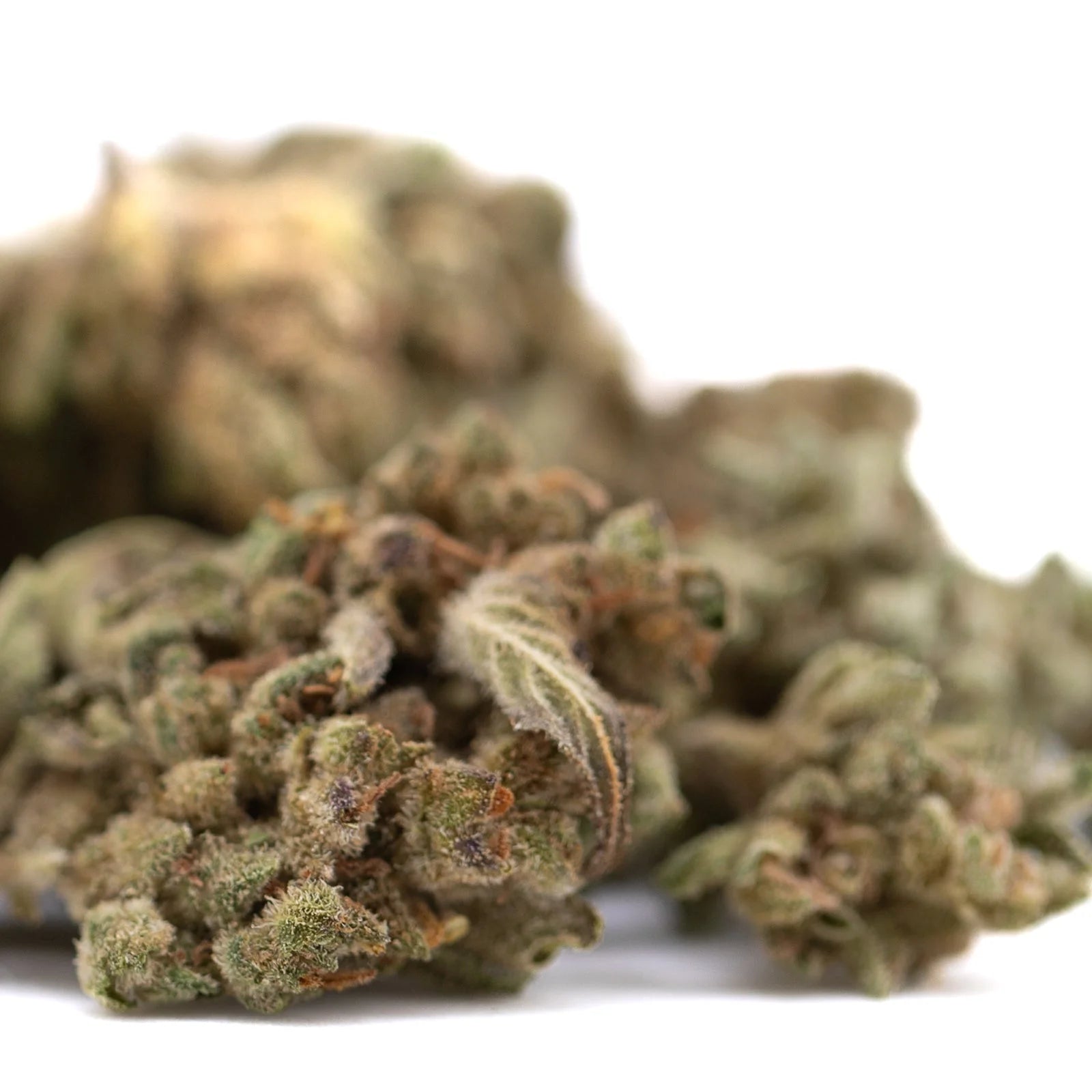 Premium TriCross THCa Flower Smalls with green bud, white trichomes