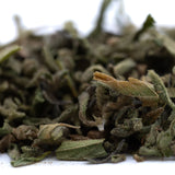 Dried sage leaves in muted green and brown hues showcasing turtle taffy full-term thca trim cannabinoid content