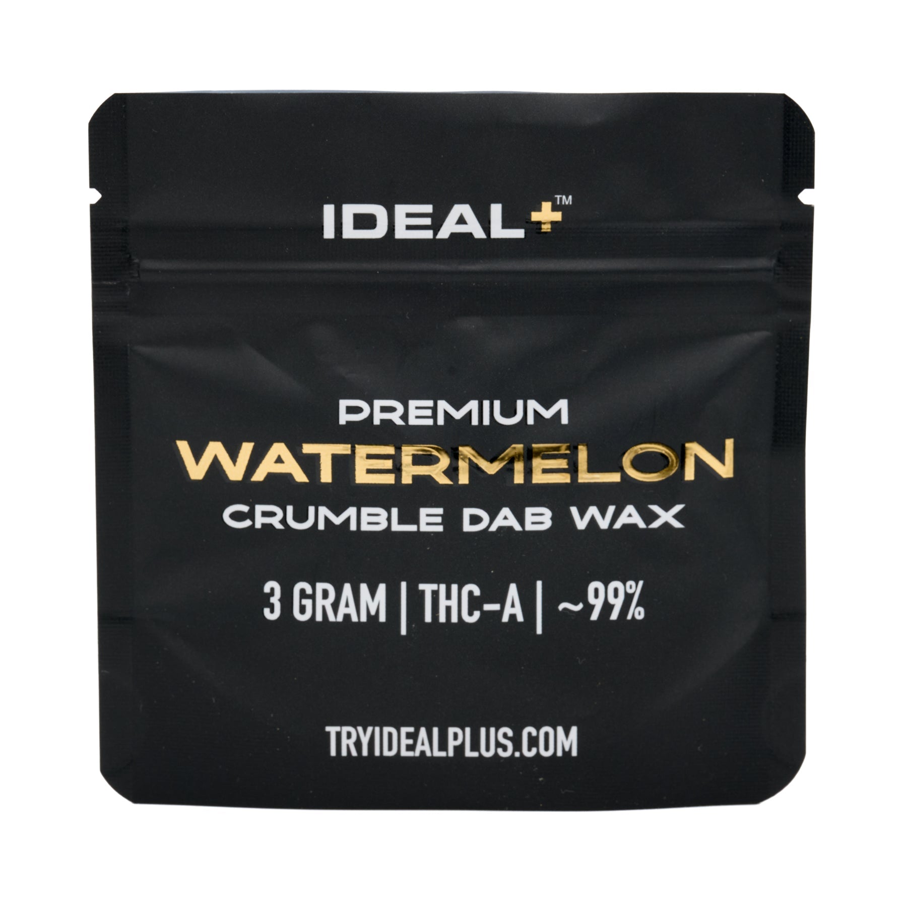 Black pouch of Watermelon 95% THCa Crumble Dab Wax showcasing premium hemp flower dab wax