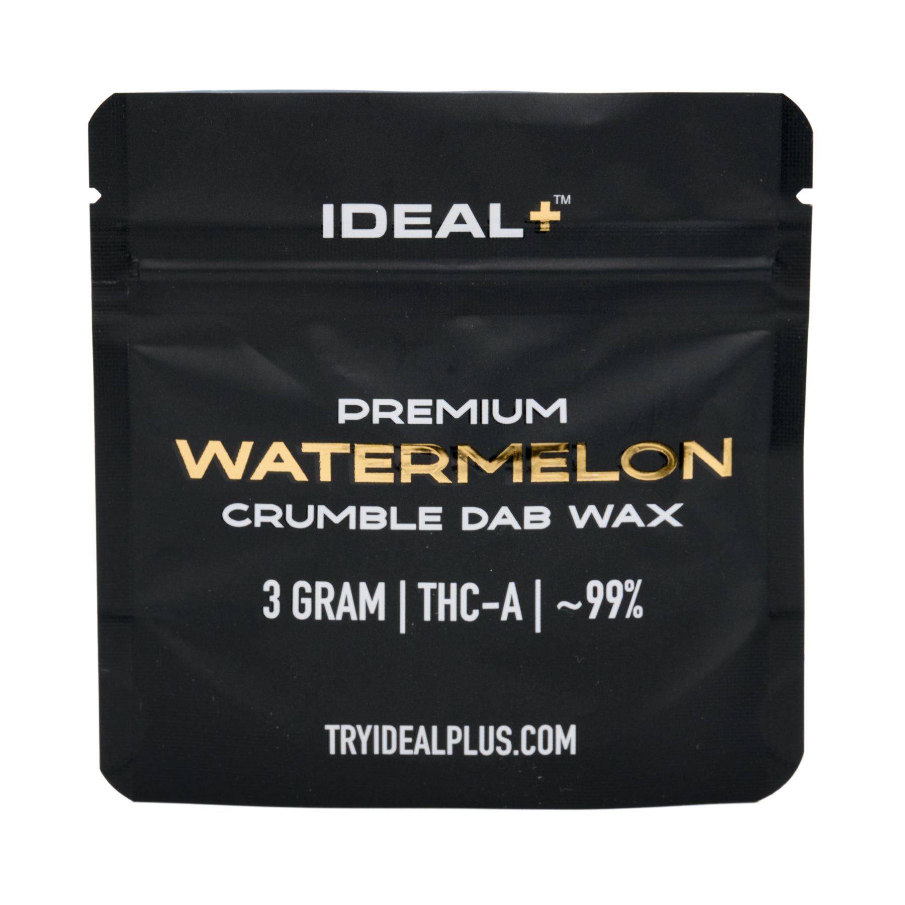 Black pouch of Watermelon 95% THCa Crumble Dab Wax showcasing premium hemp flower dab wax