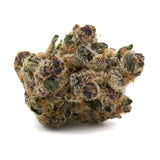 Wedding Cheesecake Indoor THCa Flower with dense trichome-covered purple and green cannabis buds