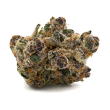 Wedding Cheesecake Indoor THCa Flower with dense trichome-covered purple and green cannabis buds
