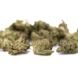 White Runtz THCa hemp flower full-term smalls with light green buds and orange hairs